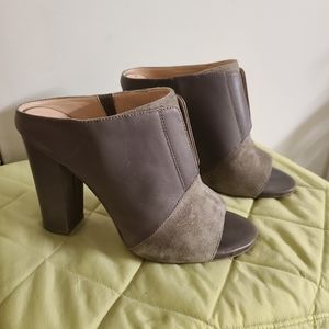 Saks Fifth Avenue Gray Mules Clogs Heels 8.5